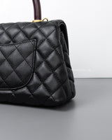 Chanel Coco Handle Small | Black Caviar Brushed Gold Hardware-details