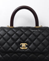 Chanel Coco Handle Small | Black Caviar Brushed Gold Hardware-details