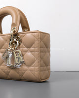 Dior Lady D-Joy Small | Biscuit  Lambskin Light Gold Hardware-details