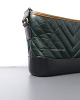 Chanel Gabrielle Hobo Small | Green Black Calfskin Multicolored Hardware-details