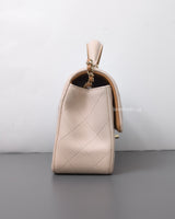 Chanel Mini Rectangle with Top Handle 23P Light Beige/ Dark Caramel Lambskin Light Gold Hardware-side
