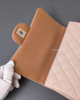 Chanel Mini Rectangle with Top Handle 23P Light Beige/ Dark Caramel Lambskin Light Gold Hardware-details