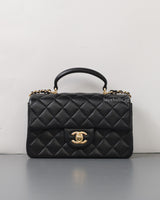 Chanel Mini Rectangle with Top Handle 22P Black Lambskin Light Gold Hardware-front1