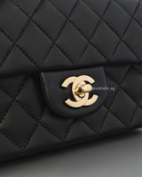 Chanel Mini Rectangle with Top Handle 22P Black Lambskin Light Gold Hardware-details