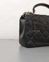 Chanel Mini Rectangle with Top Handle 22P Black Lambskin Light Gold Hardware-details