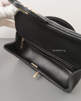 Chanel Mini Rectangle with Top Handle 22P Black Lambskin Light Gold Hardware-details