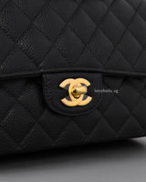 Chanel Classic Flap Medium | Black Caviar Gold Hardware-details