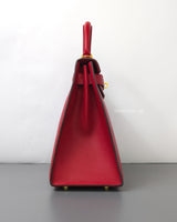 Hermes Kelly Sellier 28 | Rouge Casaque Epsom Gold Hardware-side
