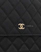 Chanel Wallet On Chain Square | Black Caviar Light Gold Hardware-details