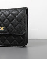 Chanel Wallet On Chain Square | Black Caviar Light Gold Hardware-details