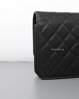 Chanel Wallet On Chain Square | Black Caviar Light Gold Hardware-details