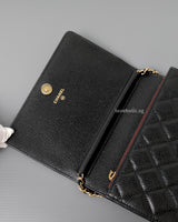 Chanel Wallet On Chain Square | Black Caviar Light Gold Hardware-details