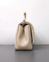 Chanel Top Handle Flap Bag 25S Beige Caviar Light Gold Hardware-side