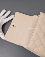 Chanel Top Handle Flap Bag 25S Beige Caviar Light Gold Hardware-details