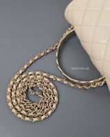 Chanel Top Handle Flap Bag 25S Beige Caviar Light Gold Hardware-details