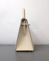 Hermes Kelly Sellier 28 | Craie Epsom Palladium Hardware-side