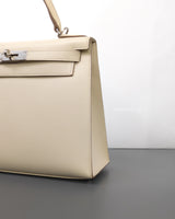 Hermes Kelly Sellier 28 | Craie Epsom Palladium Hardware-details