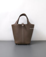 Hermes Picotin Lock 18 Etoupe Taurillon Clemence Palladium Hardware-front1