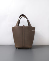 Hermes Picotin Lock 18 Etoupe Taurillon Clemence Palladium Hardware-back