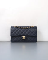 Chanel Classic Flap Medium | Navy Blue Caviar Light Gold Hardware-front1