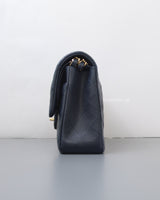 Chanel Classic Flap Medium | Navy Blue Caviar Light Gold Hardware-details