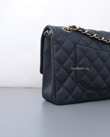 Chanel Classic Flap Medium | Navy Blue Caviar Light Gold Hardware-details