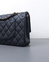 Chanel Classic Flap Medium | Navy Blue Caviar Light Gold Hardware-details
