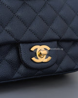 Chanel Classic Flap Mini Square | 18S Dark Blue Caviar Gold Hardware-details