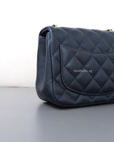 Chanel Classic Flap Mini Square | 18S Dark Blue Caviar Gold Hardware-details