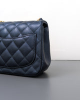 Chanel Classic Flap Mini Square | 18S Dark Blue Caviar Gold Hardware-details