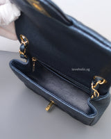 Chanel Classic Flap Mini Square | 18S Dark Blue Caviar Gold Hardware-details