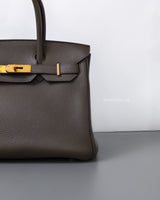Hermes Birkin Retourne 30 | Etoupe Togo Gold Hardware-details