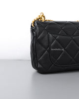 Chanel Flap Bag Mini | 22P Black Lambskin Gold Hardware-details