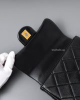 Chanel Flap Bag Mini | 22P Black Lambskin Gold Hardware-details