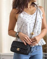 Chanel Pearl Crush Mini Rectangle Black Lambskin Brushed Gold Hardware-model
