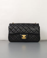 Chanel Pearl Crush Mini Rectangle Black Lambskin Brushed Gold Hardware-front1