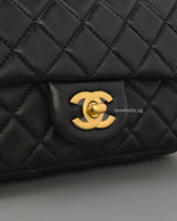 Chanel Pearl Crush Mini Rectangle Black Lambskin Brushed Gold Hardware-details