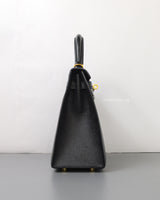 Hermes Kelly Sellier 25 | Black Epsom Gold Hardware-side