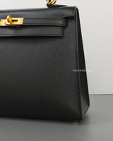 Hermes Kelly Sellier 25 | Black Epsom Gold Hardware-details