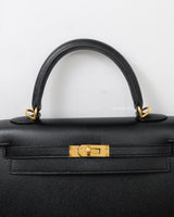 Hermes Kelly Sellier 25 | Black Epsom Gold Hardware-details