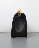 Chanel Boy Old Medium | Black Caviar Brushed Gold Hardware-details