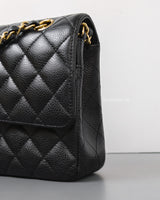 Chanel Classic Flap Medium | Black Caviar Gold Hardware-details