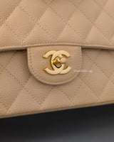 Chanel Classic Flap Medium | Beige Claire Caviar Gold Hardware-details