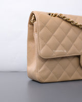 Chanel Classic Flap Medium | Beige Claire Caviar Gold Hardware-details