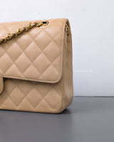Chanel Classic Flap Medium | Beige Claire Caviar Gold Hardware-details