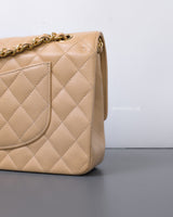 Chanel Classic Flap Medium | Beige Claire Caviar Gold Hardware-details
