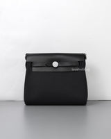 Hermes Herbag Mini 20 | Black Canvas Palladium Hardware-front1