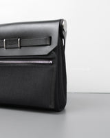 Hermes Herbag Mini 20 | Black Canvas Palladium Hardware-details