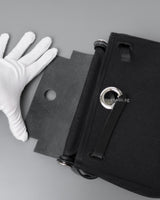 Hermes Herbag Mini 20 | Black Canvas Palladium Hardware-details