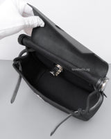 Hermes Herbag Mini 20 | Black Canvas Palladium Hardware-details